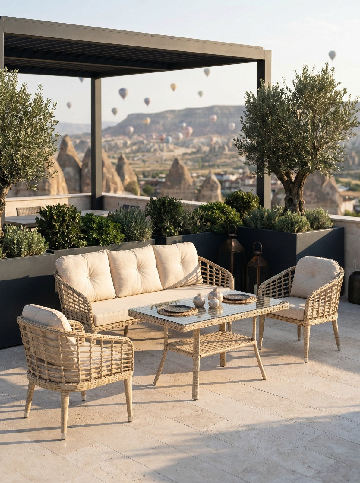 Rodos Rattan Bahçe Balkon Oturma Grubu