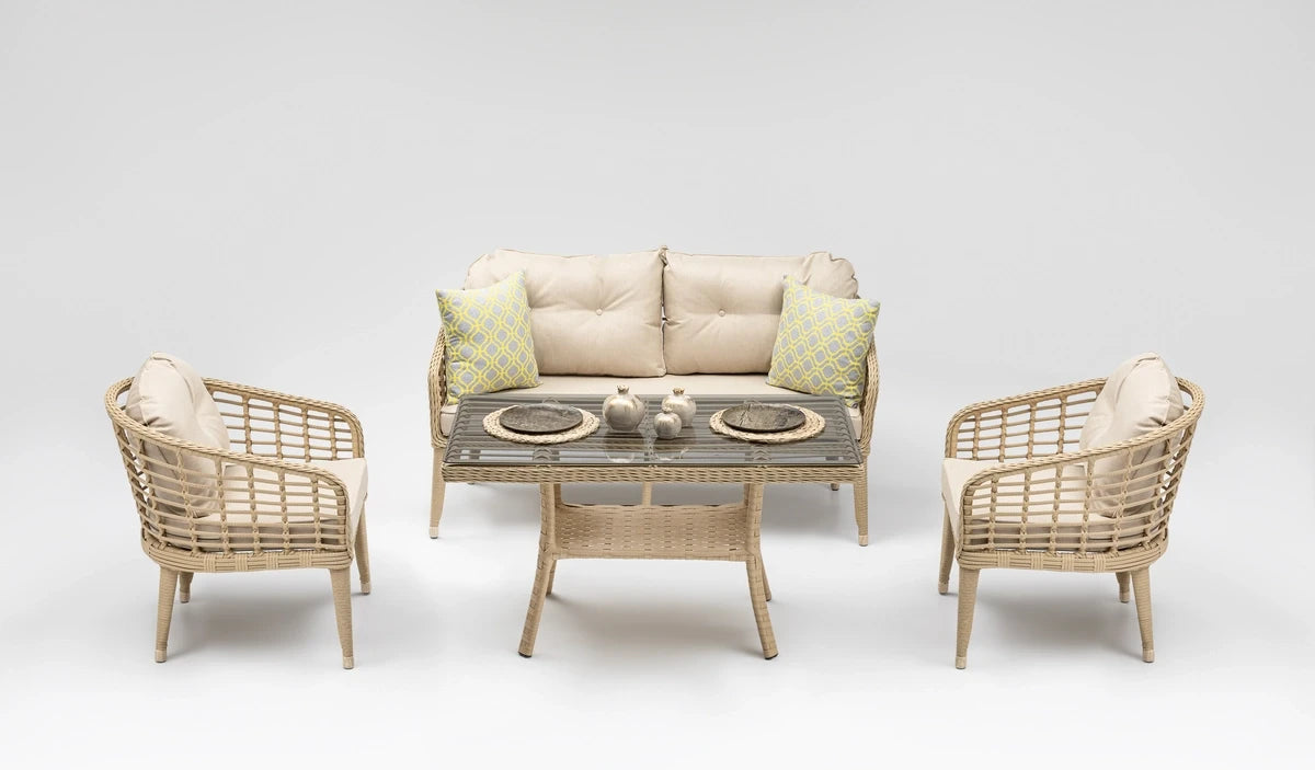 Rodos Mini Rattan Bahçe Balkon Oturma Grubu