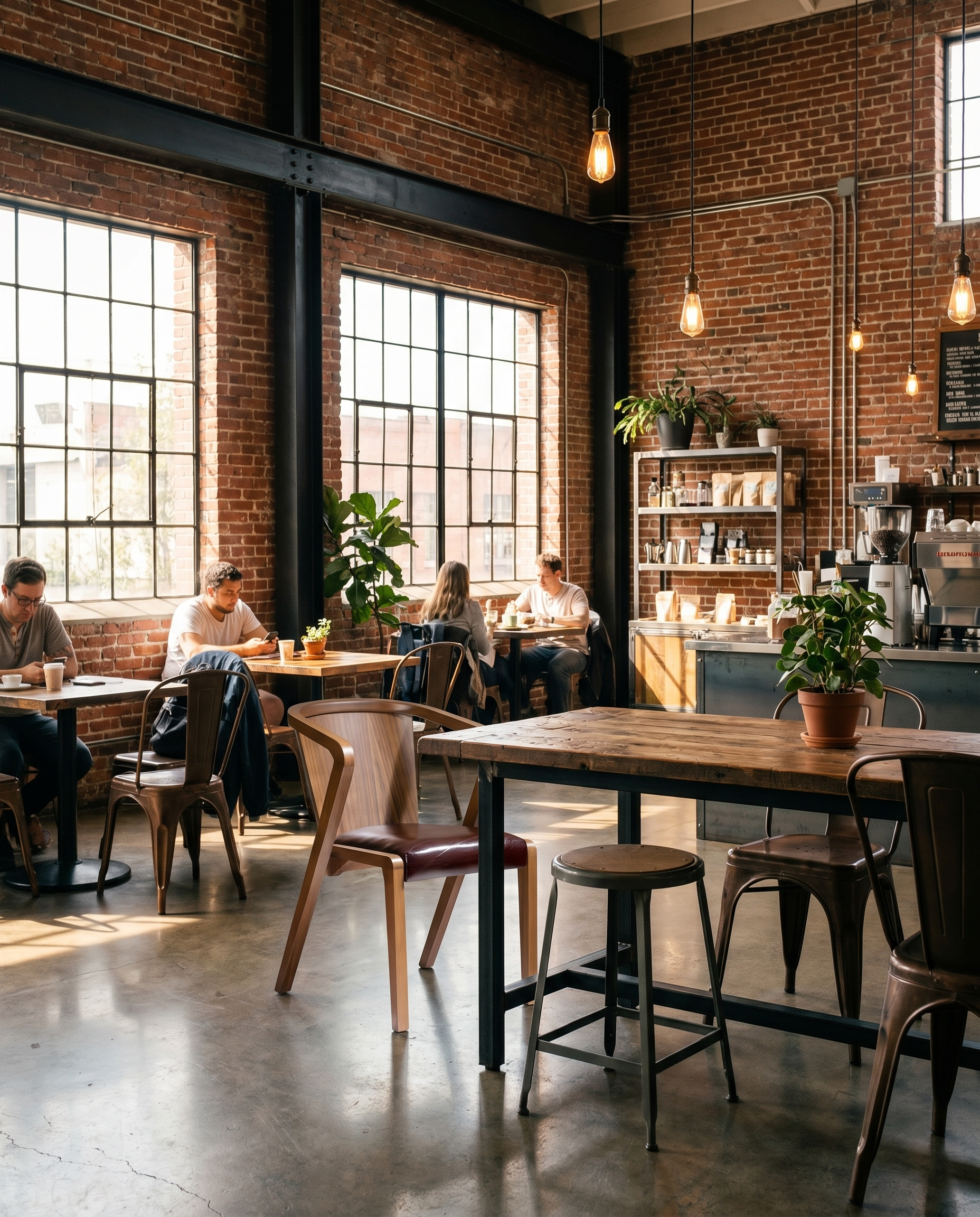 Amber ahşap sandalye - endüstriyel loft kafe