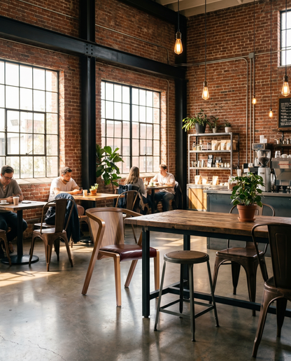 Amber ahşap sandalye - endüstriyel loft kafe