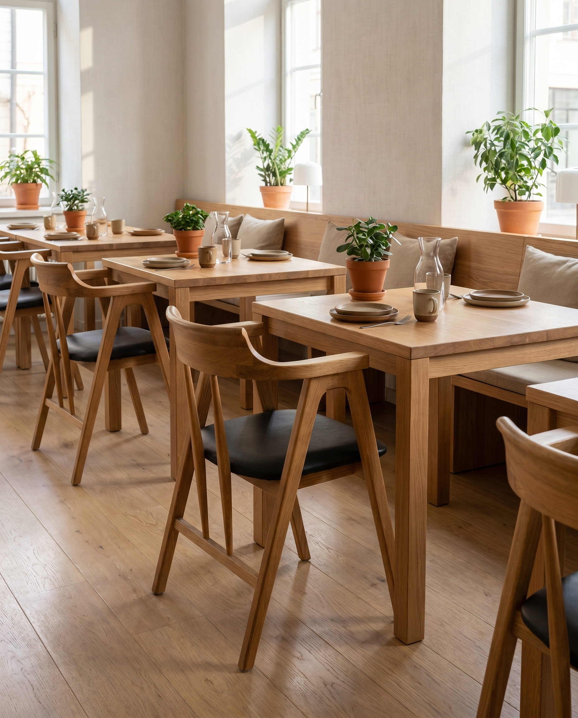 Juliette ahşap sandalye - İskandinav restoran