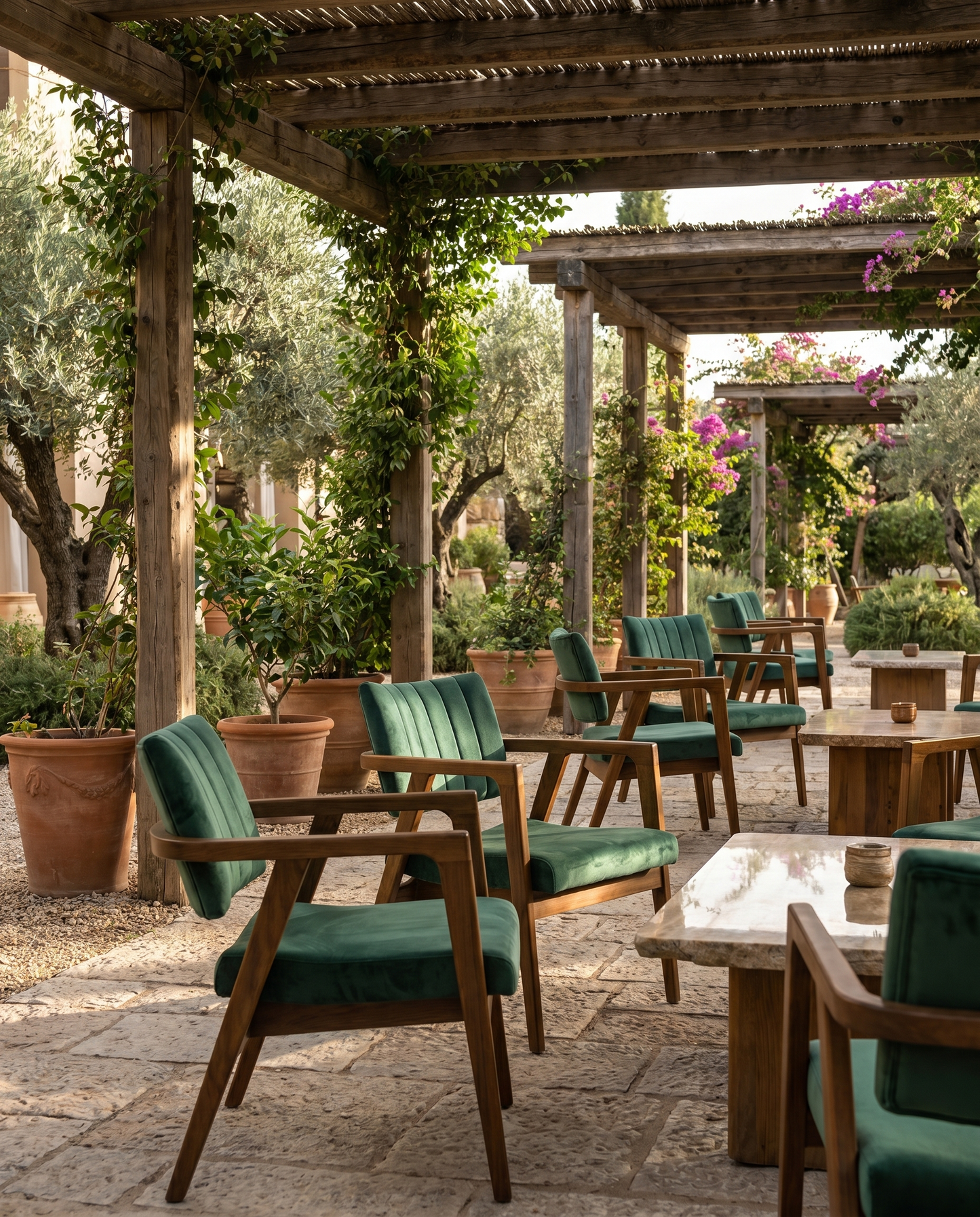 Madrid ahşap sandalye - otel bahçesi