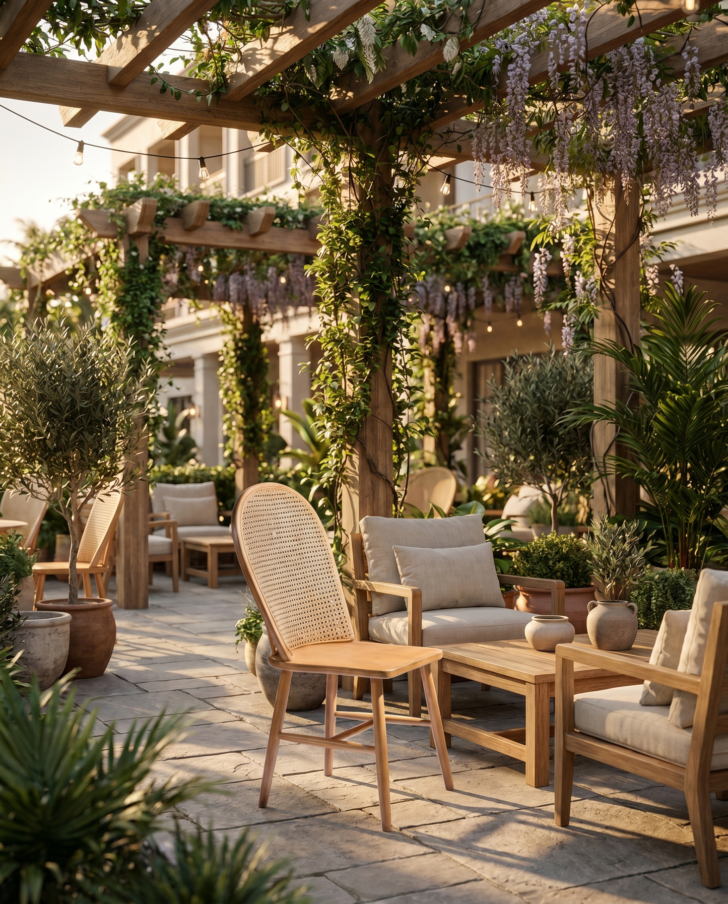 Tallinn ahşap sandalye - otel bahçesi