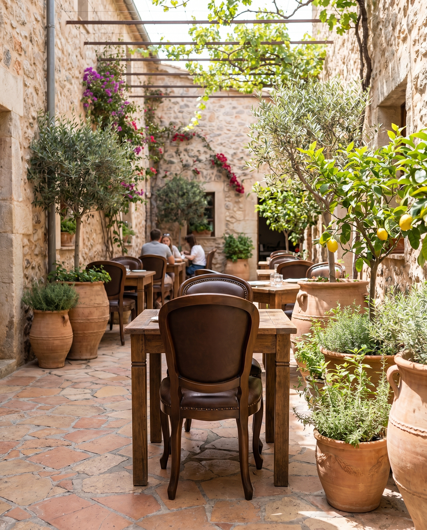 Positano ahşap sandalye - avlu bahçe restoranı