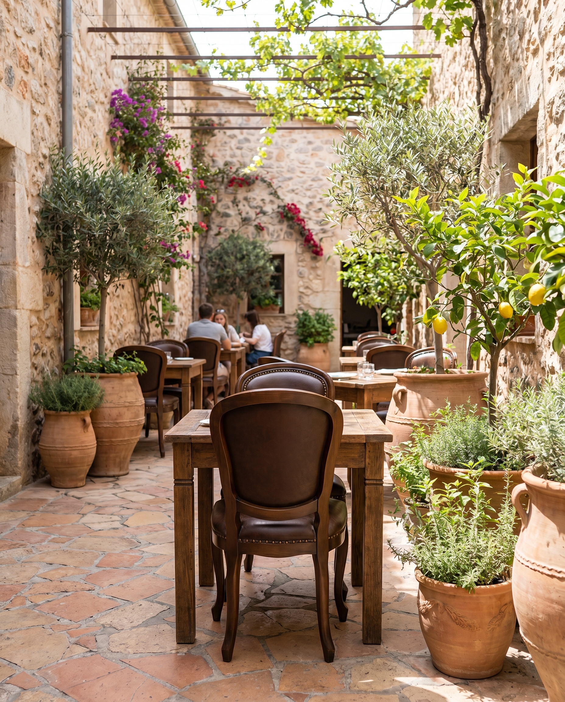 Positano ahşap sandalye - avlu bahçe restoranı