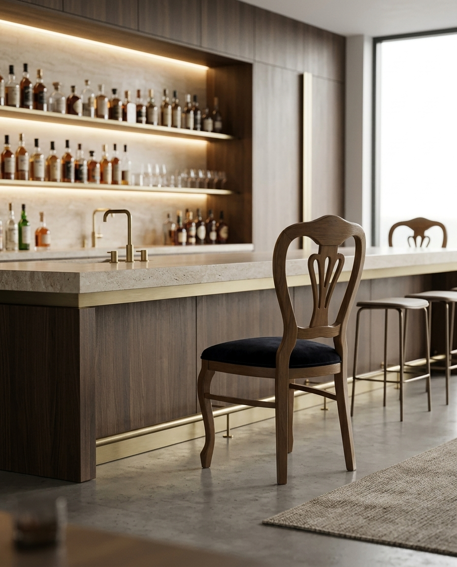 Crete ahşap sandalye - modern bar