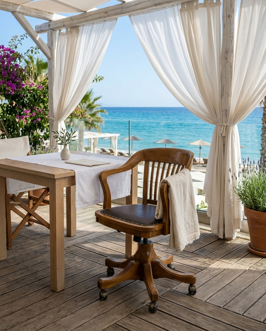 Cascais ahşap sandalye - sahil beach club