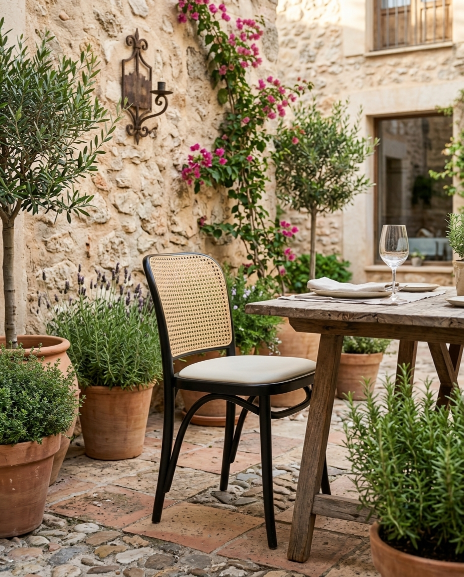 Algarve ahşap sandalye - avlu bahçe restoranı