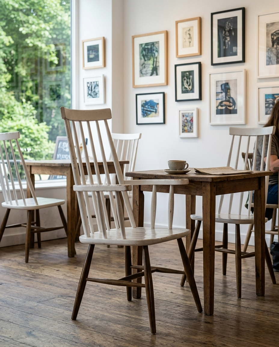 Girona ahşap sandalye - sanat galerisi kafe