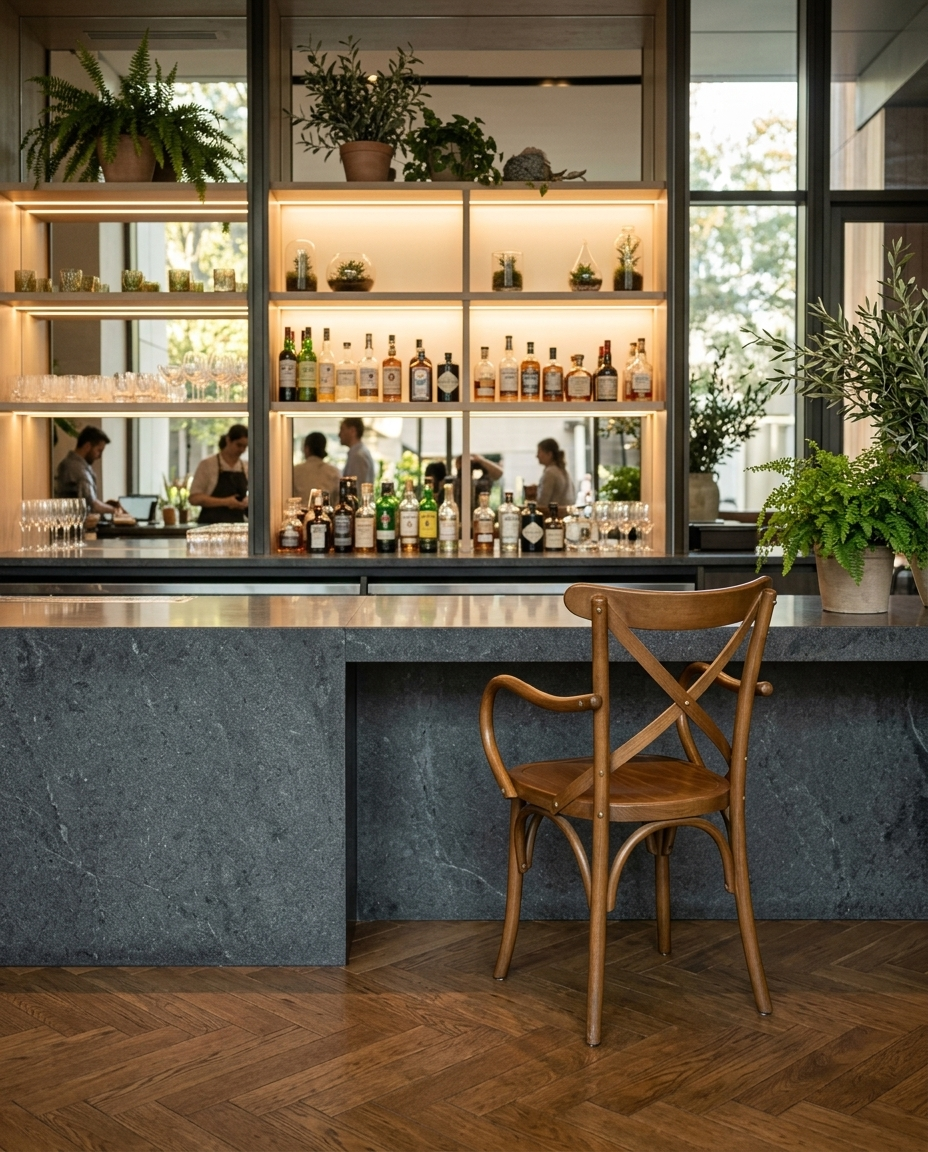 Pamplona ahşap sandalye - modern bar