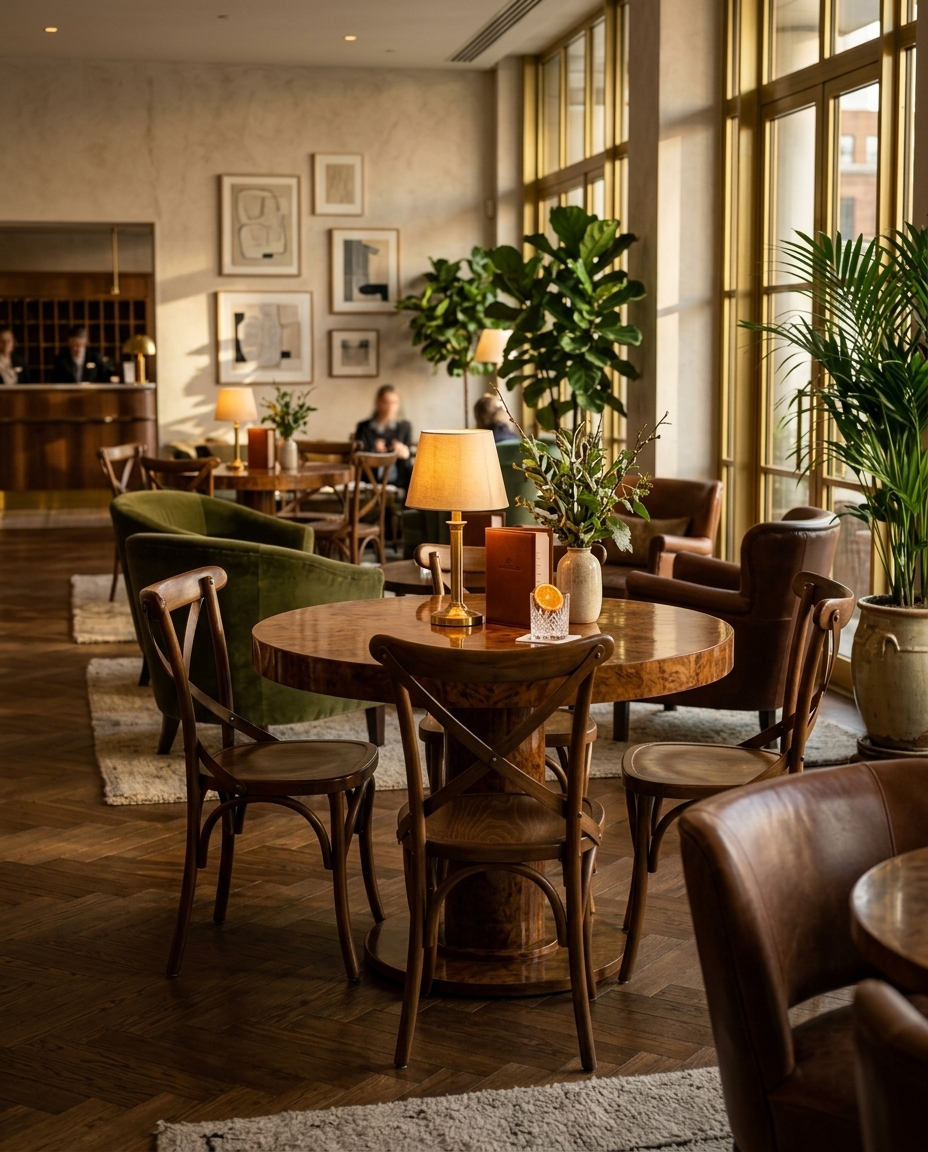 Gstaad ahşap sandalye - otel lobisi