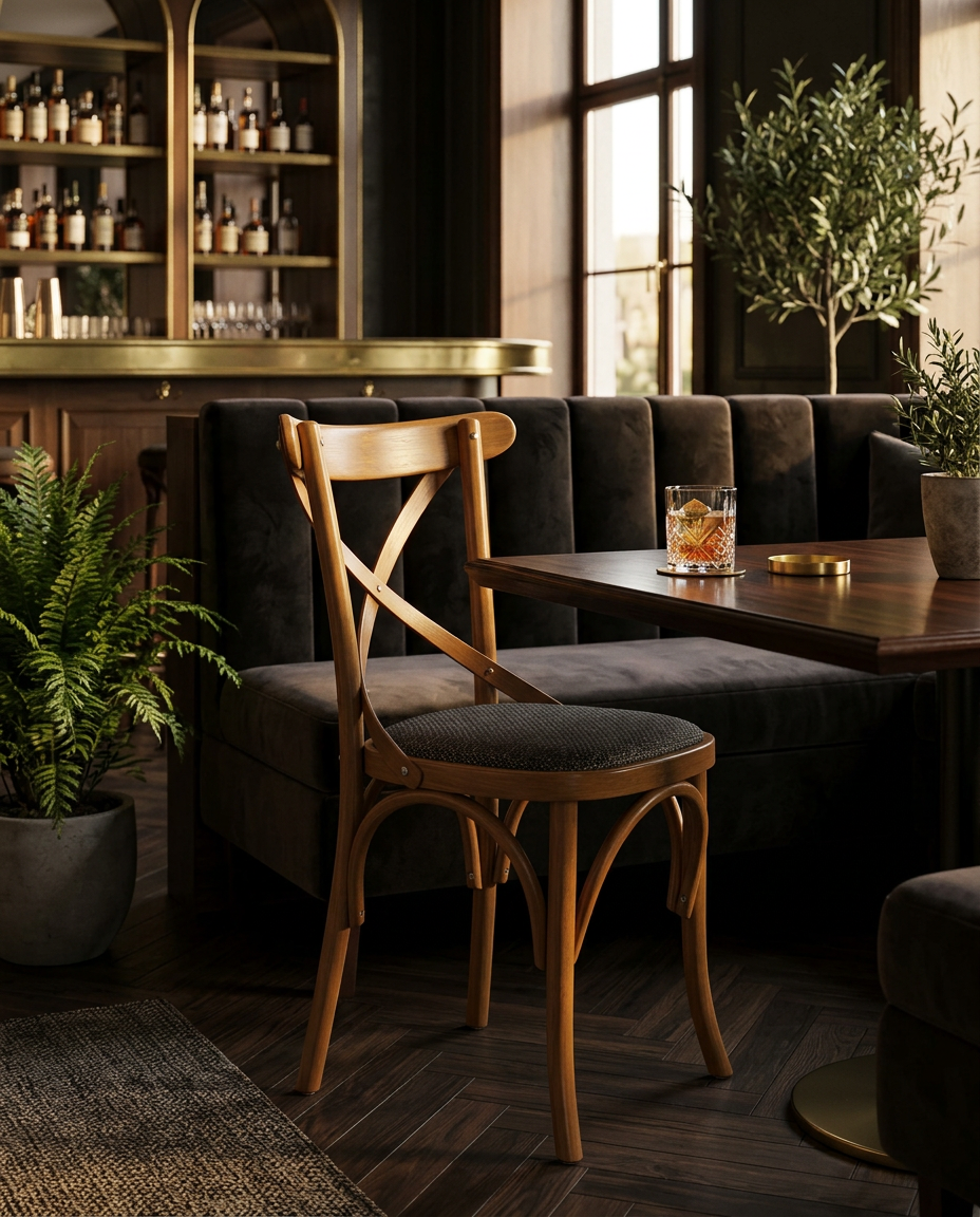 Zermatt ahşap sandalye - otel lounge bar