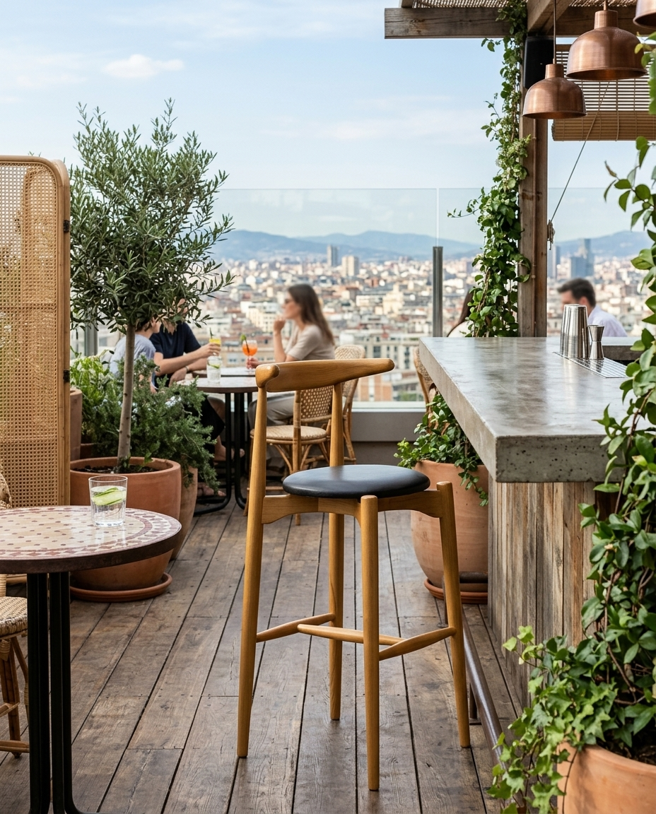 Norrkoping ahşap sandalye - rooftop bar